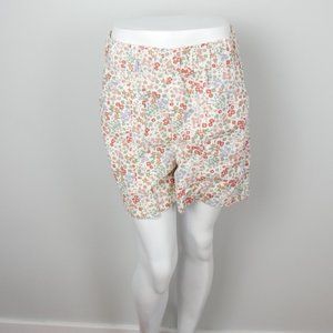 Levi's White with Red Floral Print Paperbag Elastic Waist Shorts Medium